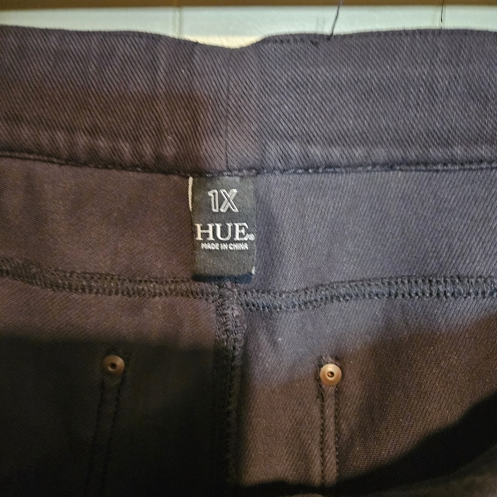 HUE Black Stretch Jeggings | Size 1X | Sporty Side-Stripe Comfort Fit - Picture 3 of 4